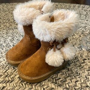 Brown Suede Fur-Lined Boots